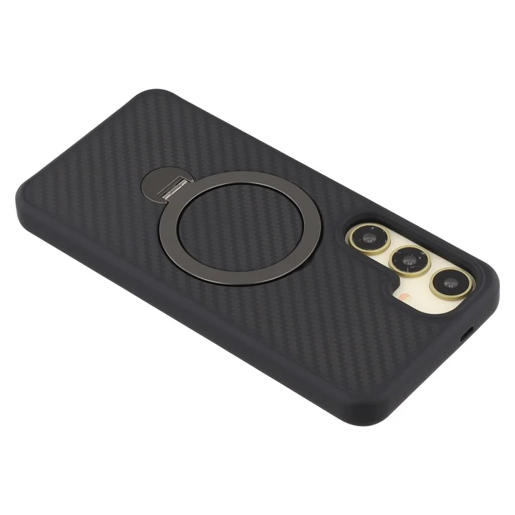 For Samsung Galaxy S24 Case Compatible with MagSafe Kickstand TPU + PC Phone Cover Carbon Fiber Texture