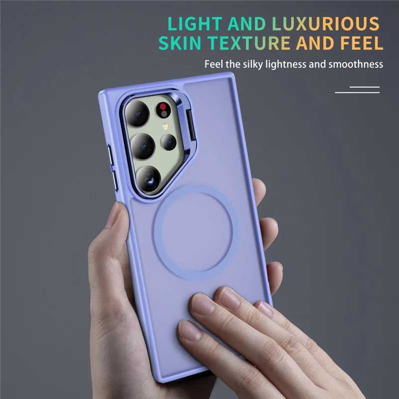 Coque magnétique avec support pour Samsung Galaxy S25 Ultra, en PC + TPU - Violet clair