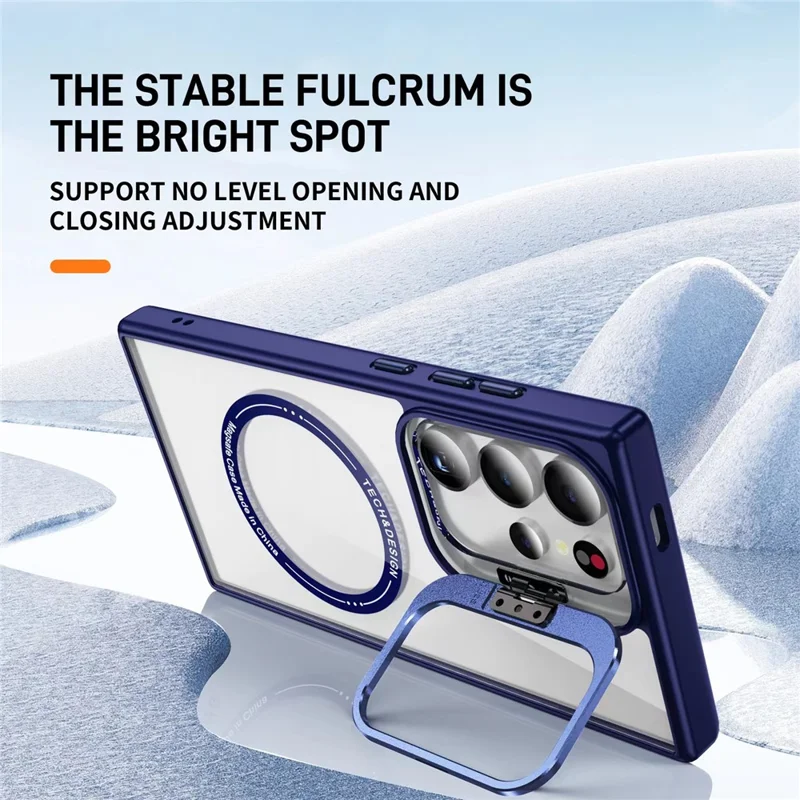 For Samsung Galaxy S25 Ultra Case Kickstand Clear Phone Back Cover Compatible with MagSafe - Orange