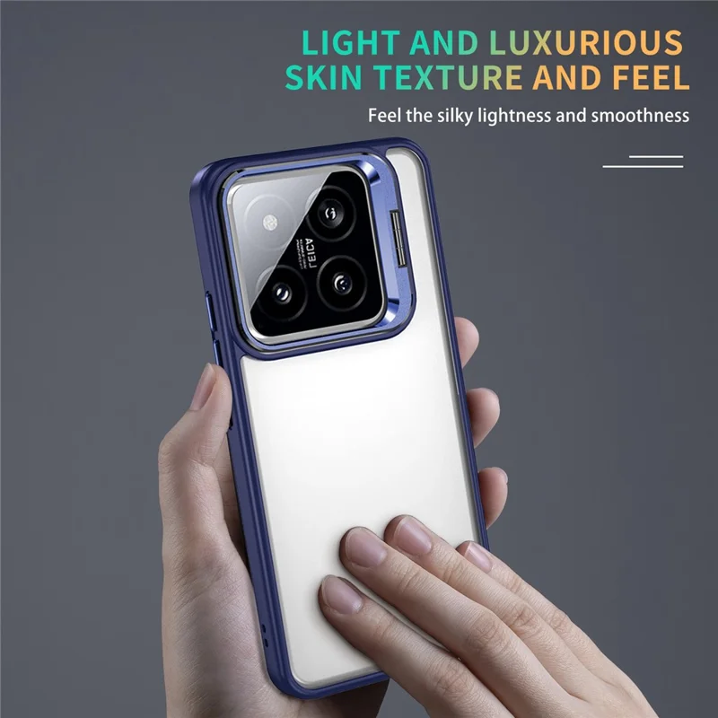 For Xiaomi 14 Pro Case Lens Frame Kickstand TPU + Acrylic Protective Phone Cover - Sapphire