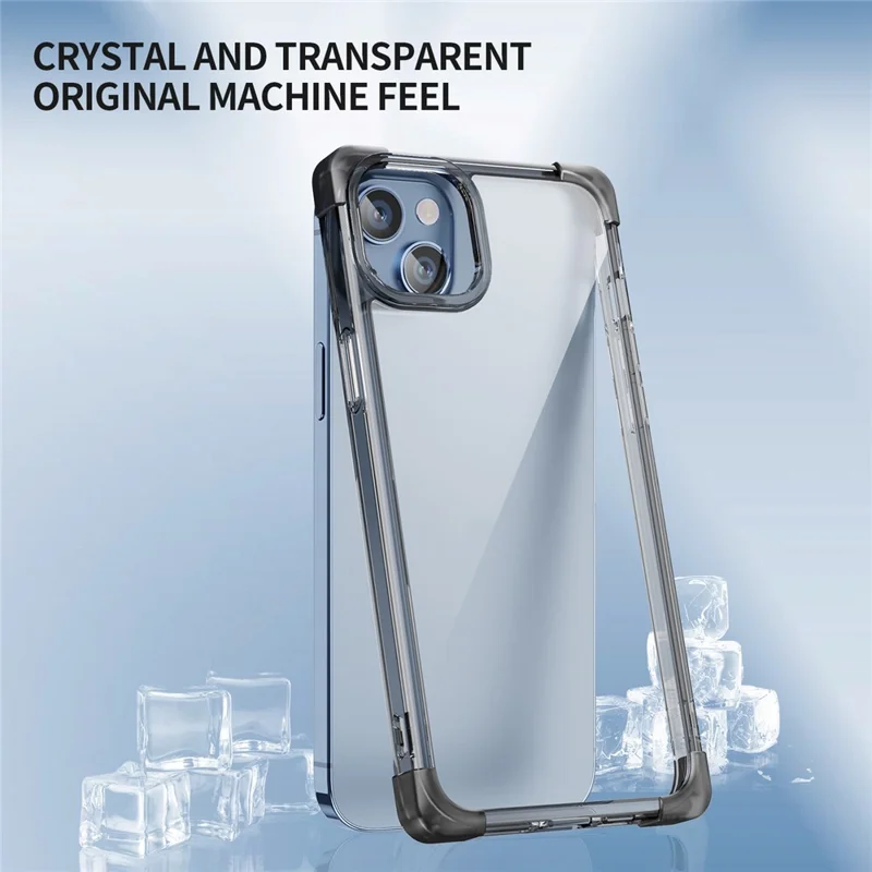 For iPhone 15 Case Reinforced Corners TPU + Acrylic Clear Phone Back Cover - Transparent Black