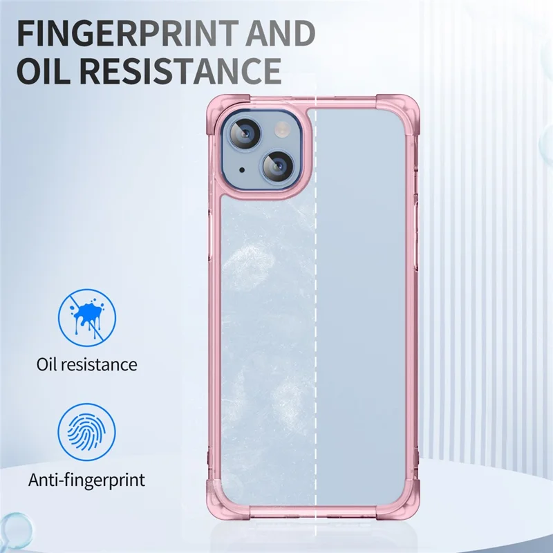 For iPhone 15 Plus Case Reinforced Corners TPU + Acrylic Clear Phone Back Cover - Transparent Pink
