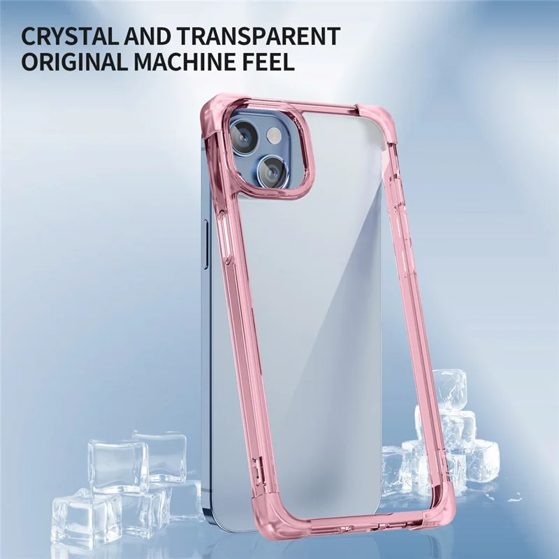 For iPhone 15 Plus Case Reinforced Corners TPU + Acrylic Clear Phone Back Cover - Transparent Pink