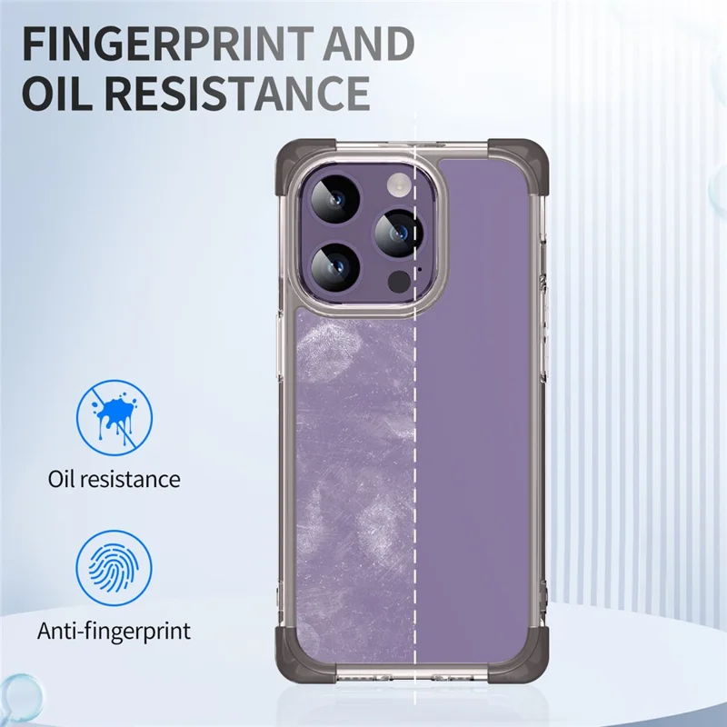 For iPhone 15 Pro Case Reinforced Corners TPU + Acrylic Clear Phone Back Cover - Transparent Black