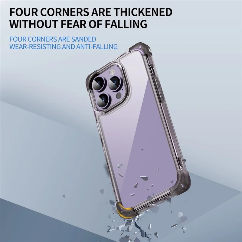 For iPhone 15 Pro Case Reinforced Corners TPU + Acrylic Clear Phone Back Cover - Transparent Black