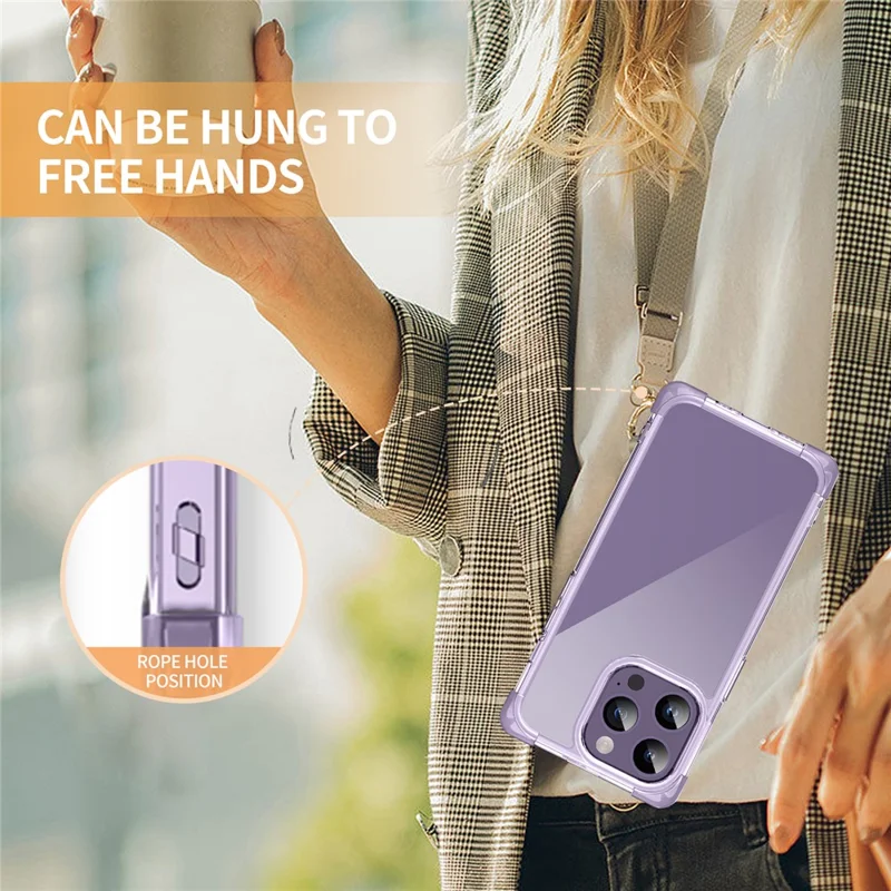 For iPhone 15 Pro Case Reinforced Corners TPU + Acrylic Clear Phone Back Cover - Transparent Purple