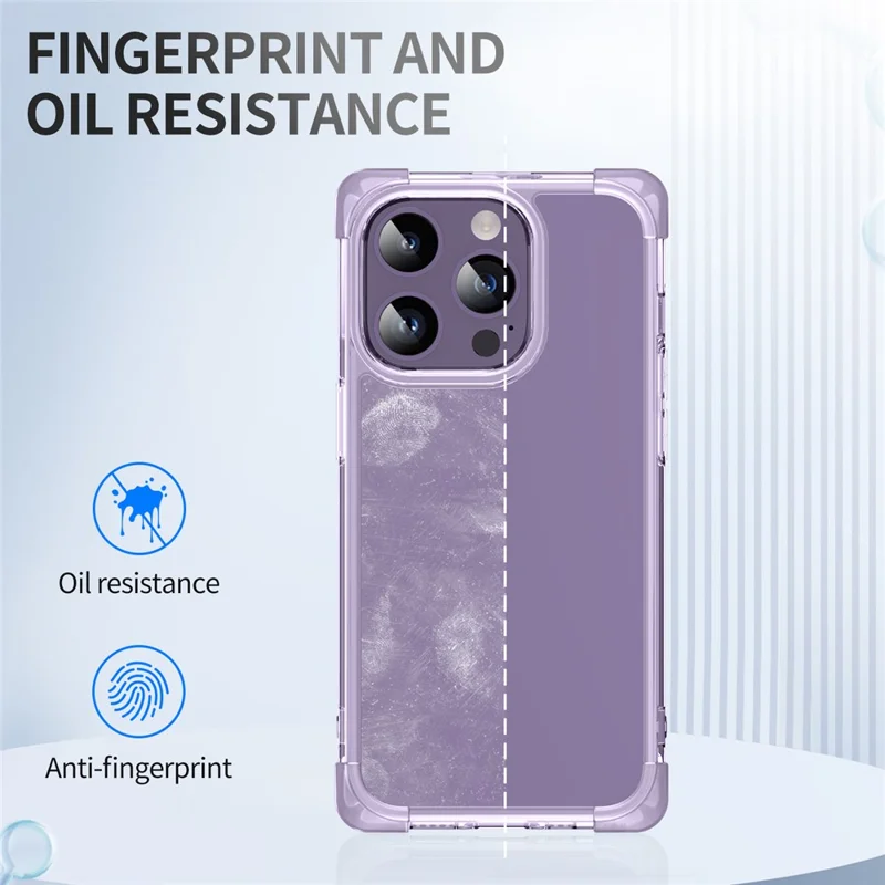 For iPhone 15 Pro Case Reinforced Corners TPU + Acrylic Clear Phone Back Cover - Transparent Purple