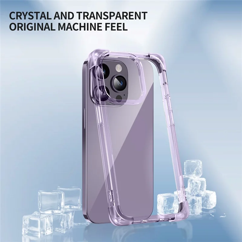 For iPhone 15 Pro Case Reinforced Corners TPU + Acrylic Clear Phone Back Cover - Transparent Purple
