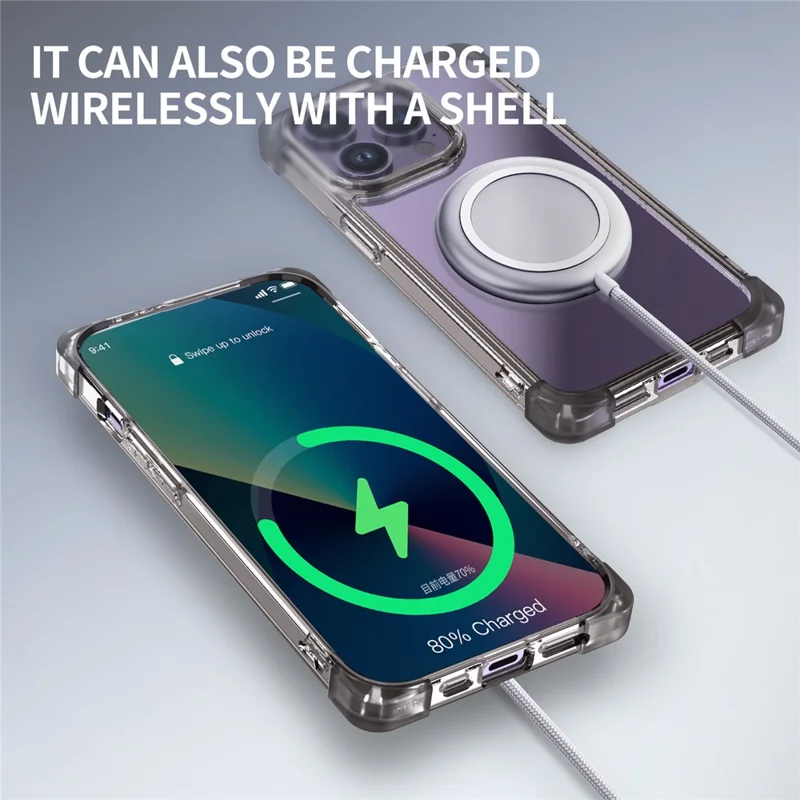 Transparante zwart telefoonhoesje voor iPhone 15 Pro Max met verstevigde hoeken, TPU + acryl - Transparant zwart