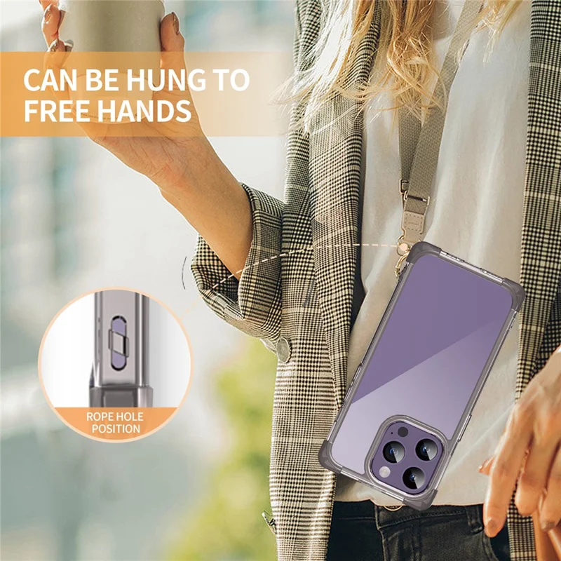 Transparante zwart telefoonhoesje voor iPhone 15 Pro Max met verstevigde hoeken, TPU + acryl - Transparant zwart