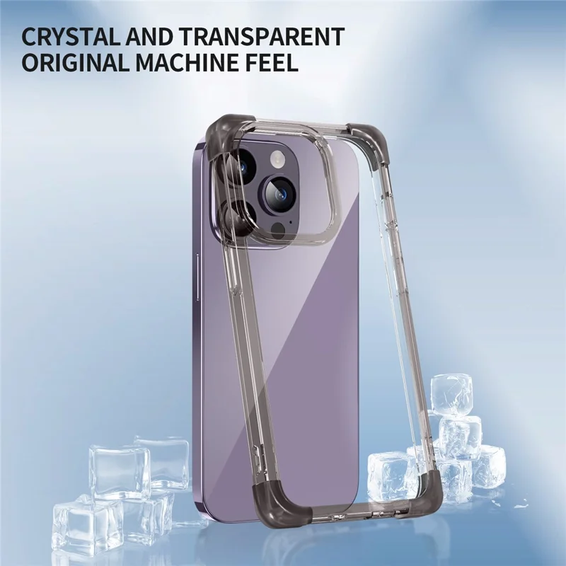 Transparante zwart telefoonhoesje voor iPhone 15 Pro Max met verstevigde hoeken, TPU + acryl - Transparant zwart