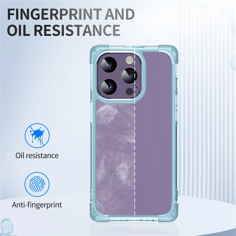 For iPhone 15 Pro Max Case Reinforced Corners TPU + Acrylic Clear Phone Back Cover - Transparent Blue