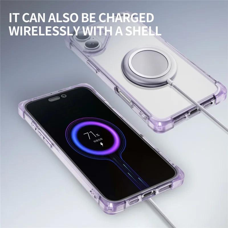 For iPhone 16 Case Reinforced Corners TPU + Acrylic Clear Phone Back Cover - Transparent Purple