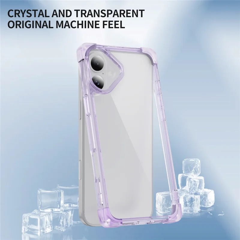 For iPhone 16 Case Reinforced Corners TPU + Acrylic Clear Phone Back Cover - Transparent Purple