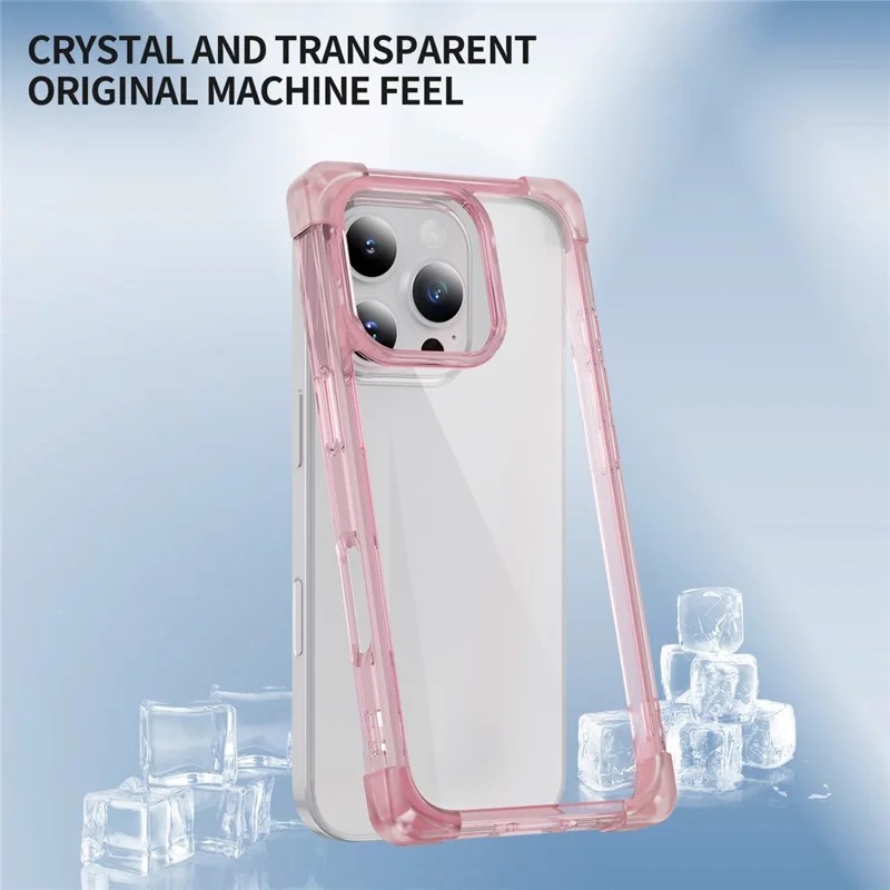 For iPhone 16 Pro Case Reinforced Corners TPU + Acrylic Clear Phone Back Cover - Transparent Pink