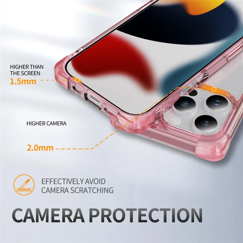 For iPhone 16 Pro Case Reinforced Corners TPU + Acrylic Clear Phone Back Cover - Transparent Pink