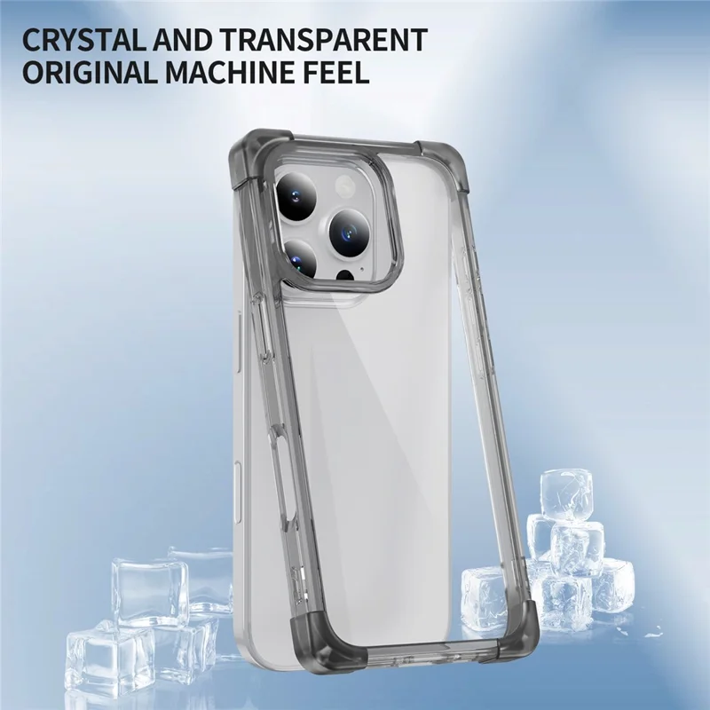 For iPhone 16 Pro Case Reinforced Corners TPU + Acrylic Clear Phone Back Cover - Transparent Black
