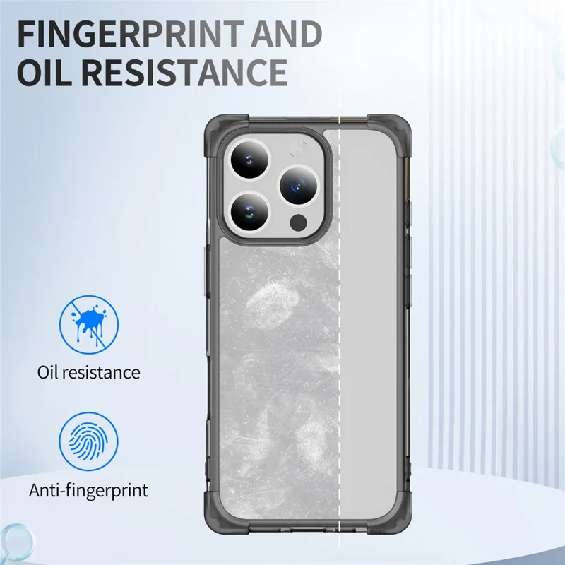 For iPhone 16 Pro Case Reinforced Corners TPU + Acrylic Clear Phone Back Cover - Transparent Black