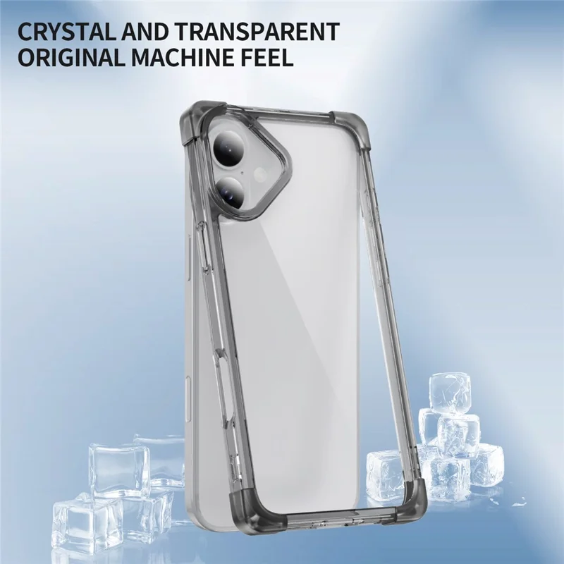 For iPhone 16 Plus Case Reinforced Corners TPU + Acrylic Clear Phone Back Cover - Transparent Black