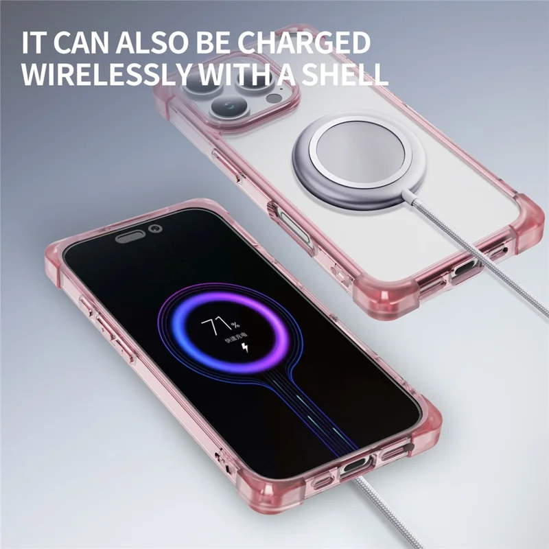 For iPhone 16 Pro Max Case Reinforced Corners TPU + Acrylic Clear Phone Back Cover - Transparent Pink