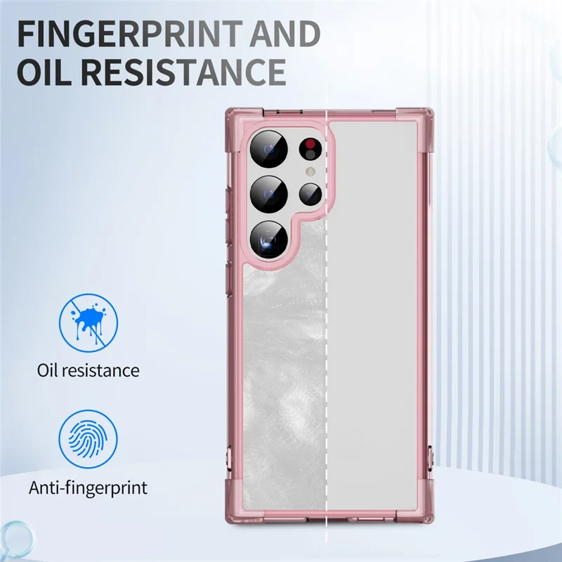 For Samsung Galaxy S24 Ultra Case Reinforced Corners TPU + Acrylic Clear Phone Back Cover - Transparent Pink