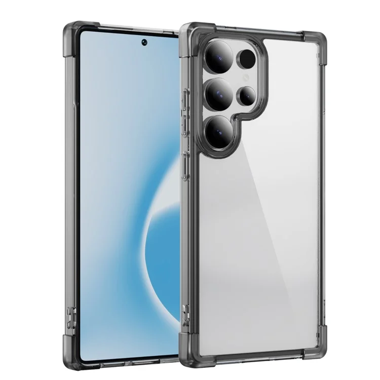 For Samsung Galaxy S25 Ultra Case Reinforced Corners TPU + Acrylic Clear Phone Back Cover - Transparent Black