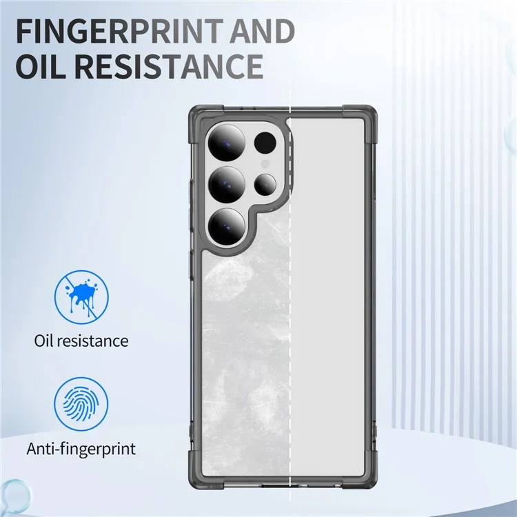 For Samsung Galaxy S25 Ultra Case Reinforced Corners TPU + Acrylic Clear Phone Back Cover - Transparent Black