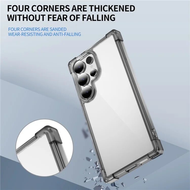 For Samsung Galaxy S25 Ultra Case Reinforced Corners TPU + Acrylic Clear Phone Back Cover - Transparent Black