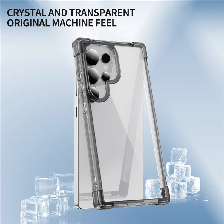 For Samsung Galaxy S25 Ultra Case Reinforced Corners TPU + Acrylic Clear Phone Back Cover - Transparent Black