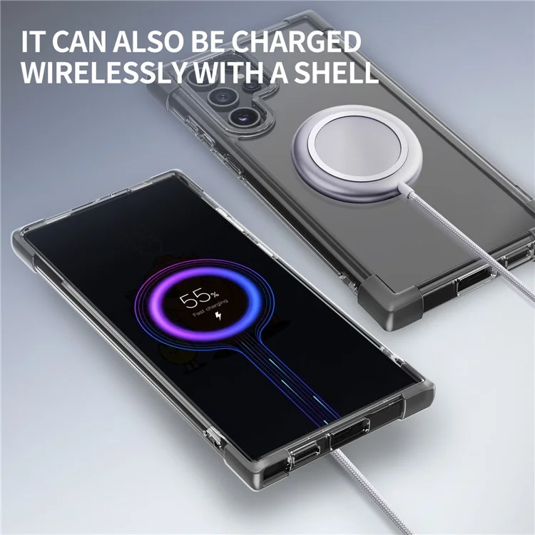 Funda para Samsung Galaxy S23 Ultra Esquinas reforzadas TPU + Cubierta de teléfono trasera de acrílico transparente - Negro transparente