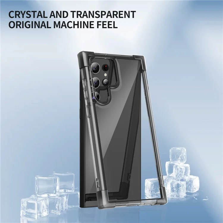 Funda para Samsung Galaxy S23 Ultra Esquinas reforzadas TPU + Cubierta de teléfono trasera de acrílico transparente - Negro transparente