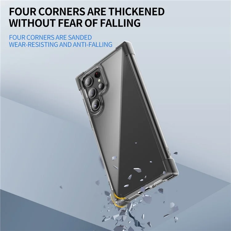 Funda para Samsung Galaxy S23 Ultra Esquinas reforzadas TPU + Cubierta de teléfono trasera de acrílico transparente - Negro transparente