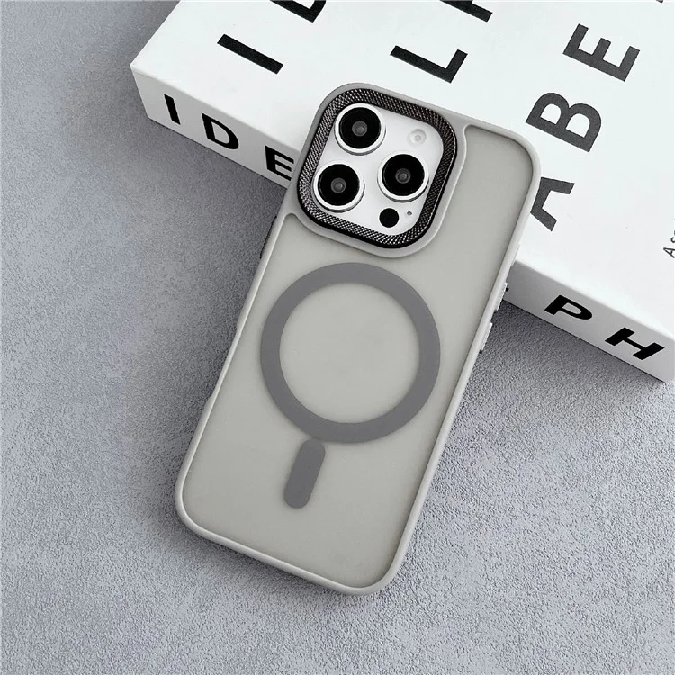 For iPhone 16 Pro Max Case Compatible with MagSafe TPU + Acrylic Phone Back Cover Diamond Texture - Grey