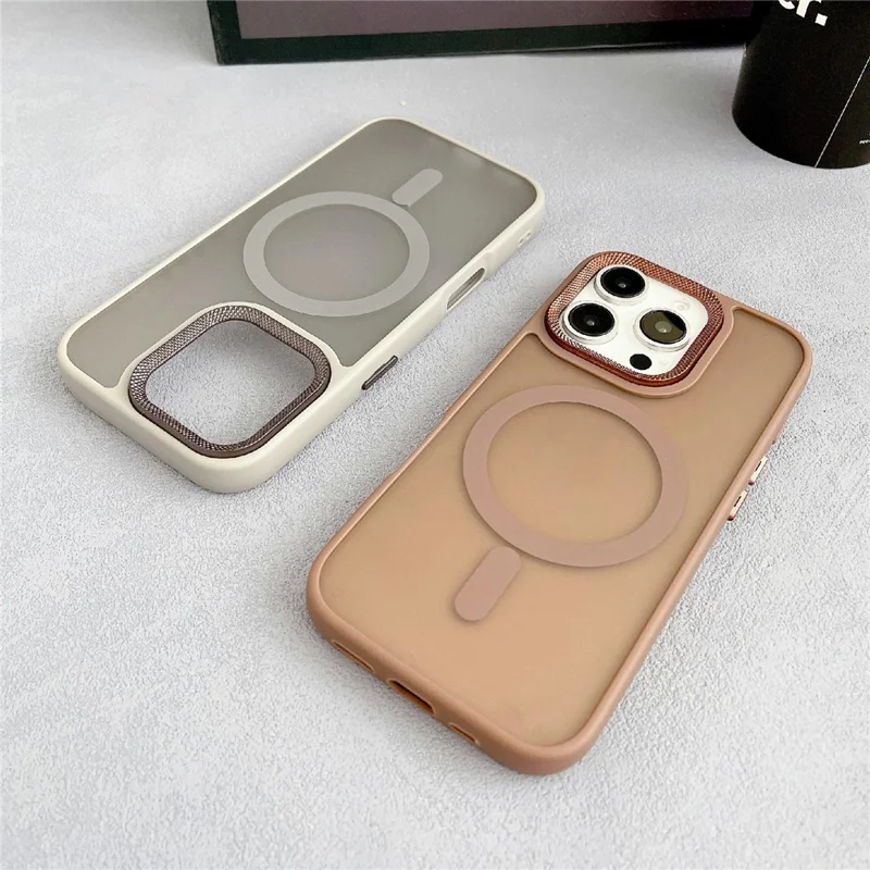 For iPhone 16 Pro Max Case Compatible with MagSafe TPU + Acrylic Phone Back Cover Diamond Texture - Grey