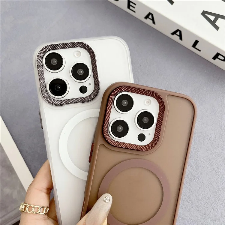 For iPhone 16 Pro Max Case Compatible with MagSafe TPU + Acrylic Phone Back Cover Diamond Texture - Grey