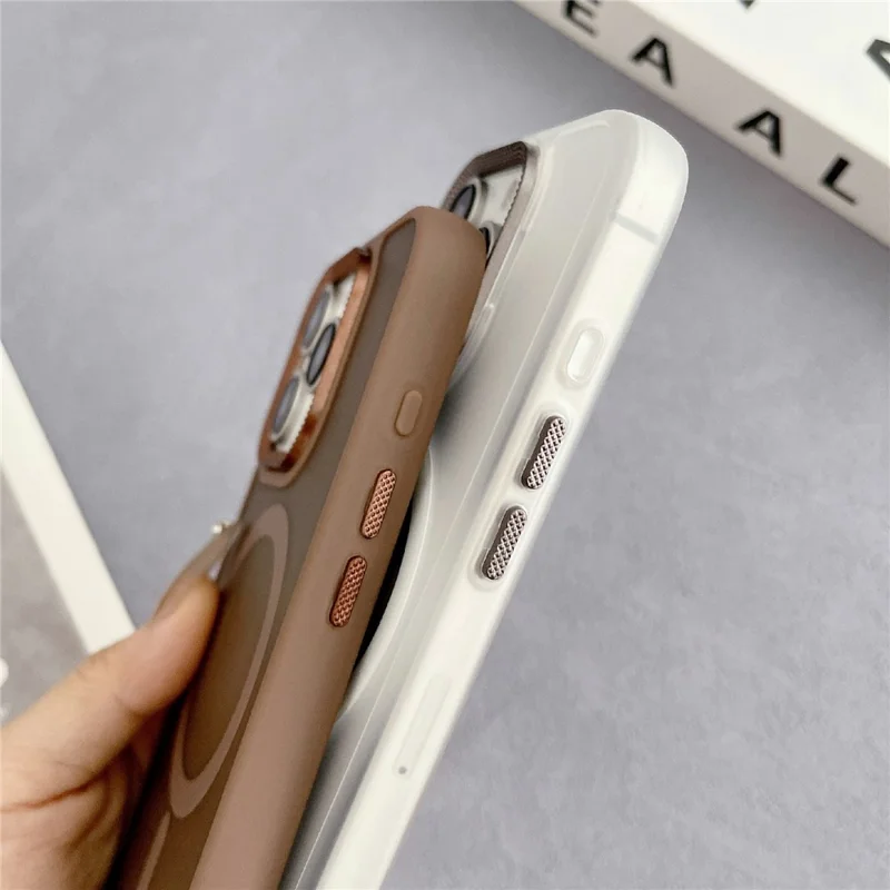 Für iPhone 16 Pro Case kompatibel mit MagSafe TPU + Acryl Handyhülle mit Diamantstruktur - Grau