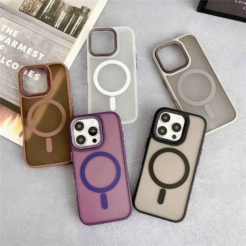 Für iPhone 16 Pro Case kompatibel mit MagSafe TPU + Acryl Handyhülle mit Diamantstruktur - Grau