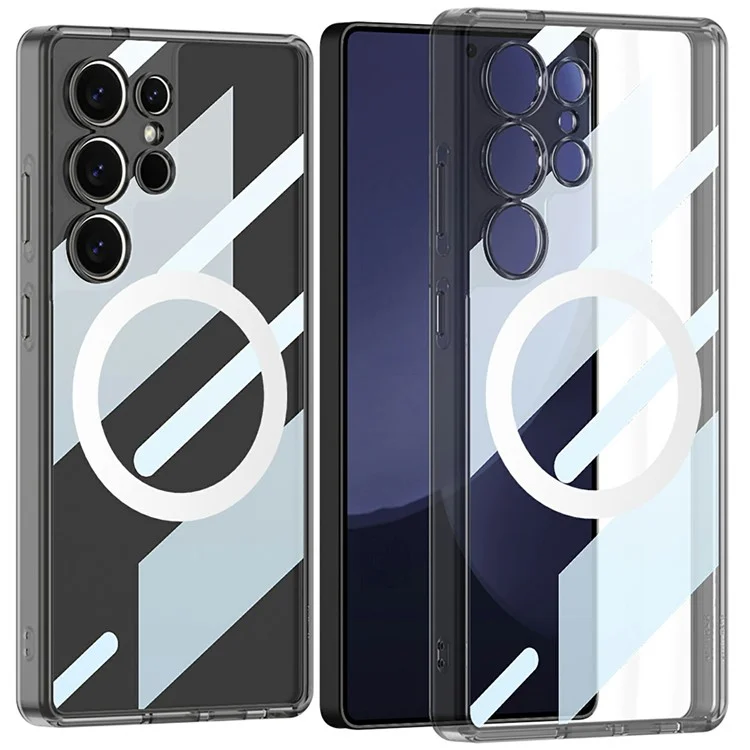 GKK Hülle für Samsung Galaxy S24 Ultra kompatibel mit MagSafe TPU+PC klare Handyhülle - Transparent Schwarz