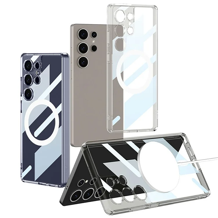 GKK Hülle für Samsung Galaxy S24 Ultra kompatibel mit MagSafe TPU+PC klare Handyhülle - Transparent Schwarz