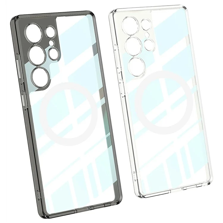 GKK Hülle für Samsung Galaxy S24 Ultra kompatibel mit MagSafe TPU+PC klare Handyhülle - Transparent Schwarz
