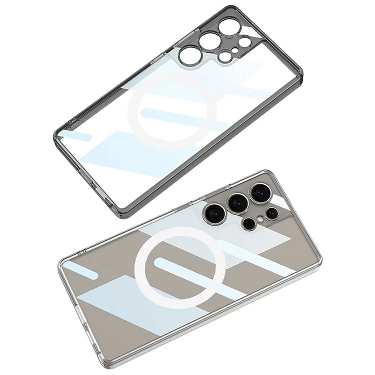 GKK Hülle für Samsung Galaxy S24 Ultra kompatibel mit MagSafe TPU+PC klare Handyhülle - Transparent Schwarz
