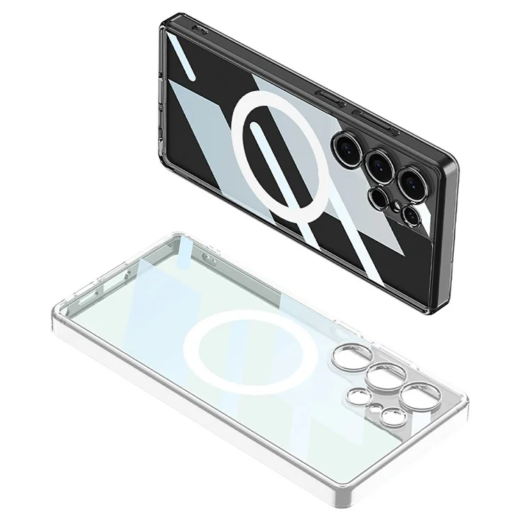 GKK Hülle für Samsung Galaxy S24 Ultra kompatibel mit MagSafe TPU+PC klare Handyhülle - Transparent Schwarz