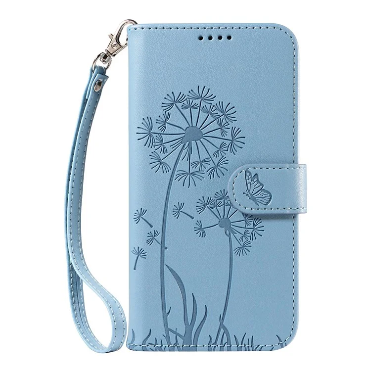 Leather Case for Honor Play 60 Plus 5G / 200 Smart 5G / Play 9T / X7c 4G Wallet Phone Cover Dandelion Imprint - Sky Blue