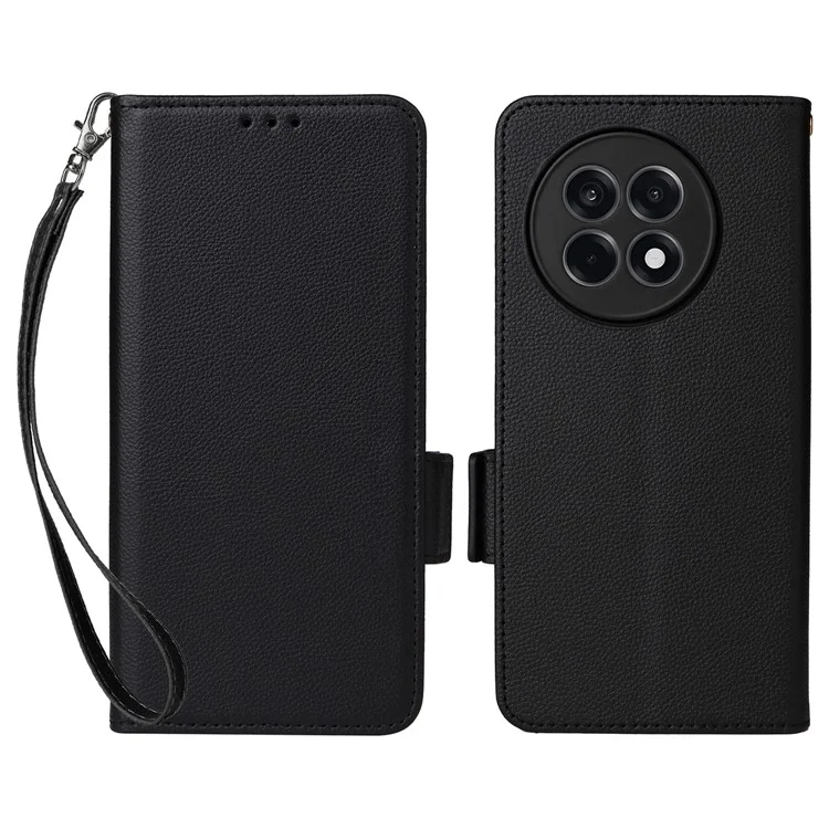Capa de couro para OnePlus Ace 5 5G / Ace 5 Pro 5G / 13R Textura de lichia Carteira flip cover de telefone - Preto