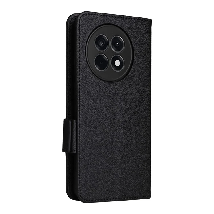 Capa de couro para OnePlus Ace 5 5G / Ace 5 Pro 5G / 13R Textura de lichia Carteira flip cover de telefone - Preto