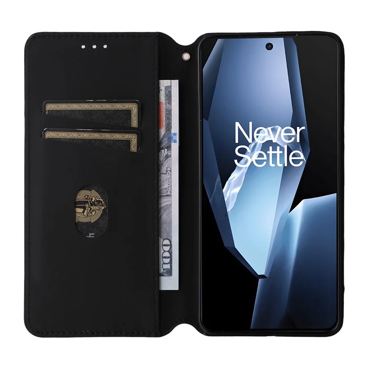 Étui portefeuille pour OnePlus Ace 5 5G / Ace 5 Pro 5G / 13R 5G, couverture en cuir avec motif en losange - Rouge