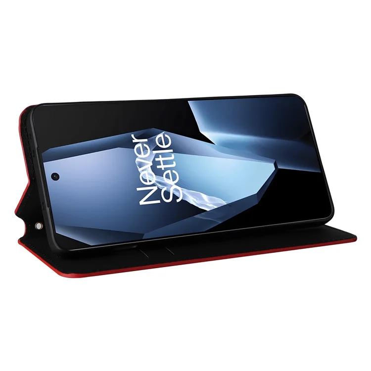 Étui portefeuille pour OnePlus Ace 5 5G / Ace 5 Pro 5G / 13R 5G, couverture en cuir avec motif en losange - Rouge
