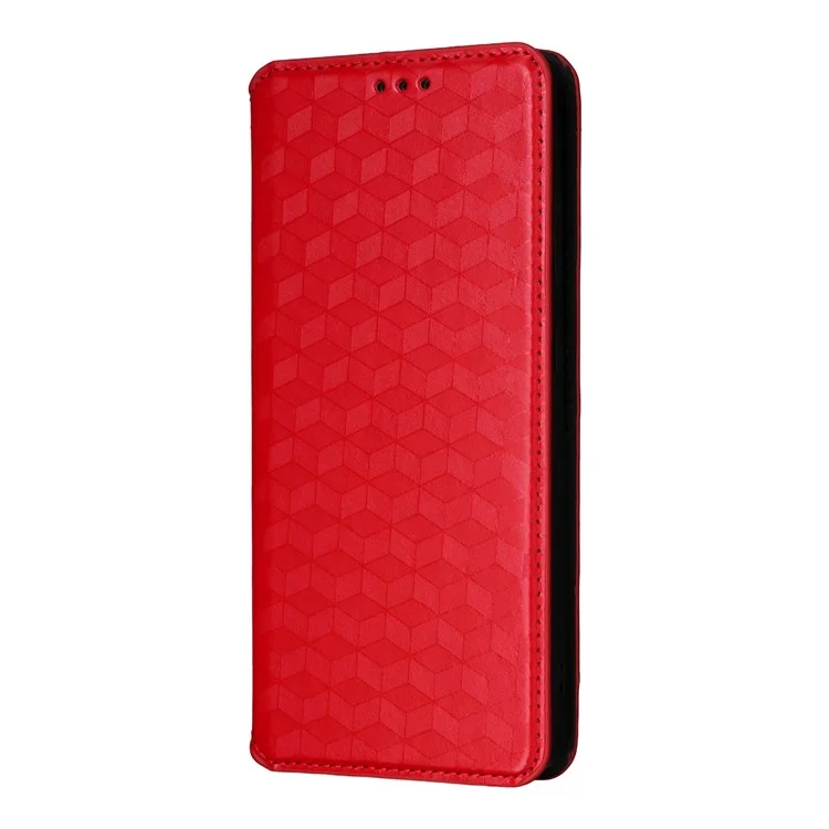 Étui portefeuille pour OnePlus Ace 5 5G / Ace 5 Pro 5G / 13R 5G, couverture en cuir avec motif en losange - Rouge
