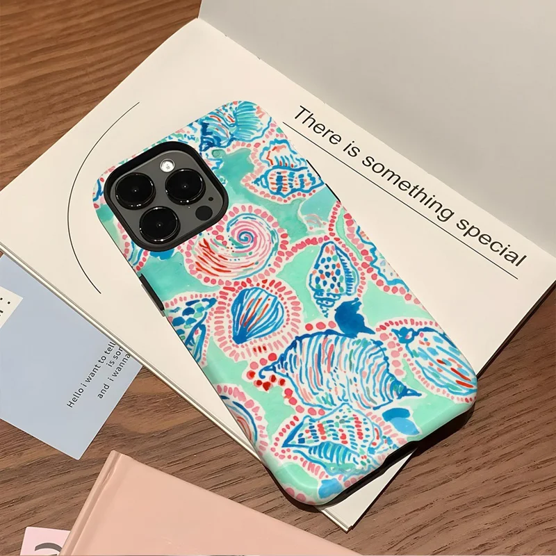 For iPhone 15 Pro Max Case Stylish Plant Pattern Shockproof PC + TPU Phone Back Cover -  DS100