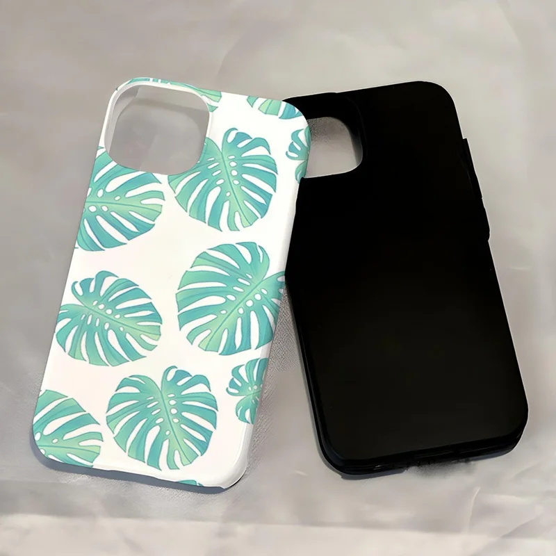 For iPhone 15 Pro Max Case Stylish Plant Pattern Shockproof PC + TPU Phone Back Cover -  DS100
